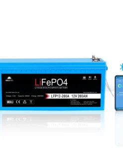 12 volt lithium battery SunGoldPower 100Ah 200Ah LiFePO4 Bluetooth IP65 self-heating