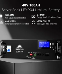 48V battery bank 2x SG48100P server rack LiFePO4 100Ah UL1973 UL9540A