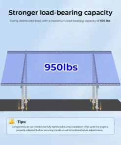Solar panel mounting bracket 2-panel galvanized steel adjustable tilt ground mount expandable