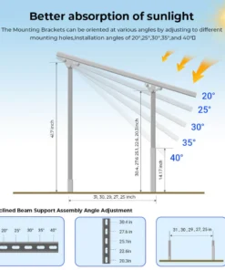Solar panel mounting bracket 2-panel galvanized steel adjustable tilt ground mount expandable