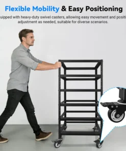 Battery rack 5-layer 3U server rack batteries steel swivel casters vertical stacking