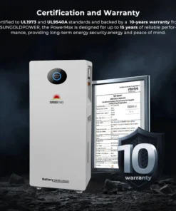 48 volt battery PowerMax 314Ah outdoor energy storage UL1973 UL9540A CEC listed 16.07kWh