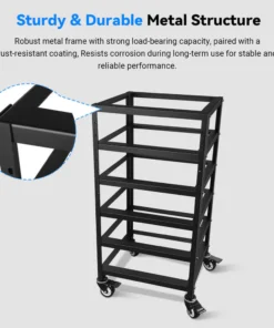 Battery rack 5-layer 3U server rack batteries steel swivel casters vertical stacking