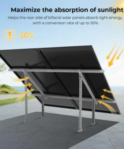 Solar panel mounting bracket 2-panel galvanized steel adjustable tilt ground mount expandable