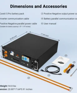 48V battery CoreX 5 Pro server rack 100Ah WiFi Bluetooth BMS EVE lithium cells