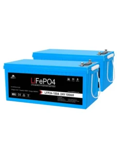 24V solar battery charger 2×100Ah LiFePO4 self-heating Bluetooth IP65 5.12kWh pack