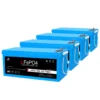 Lithium solar batteries 4×24V 100Ah LiFePO4 self-heating IP65 Bluetooth 10.24kWh bank