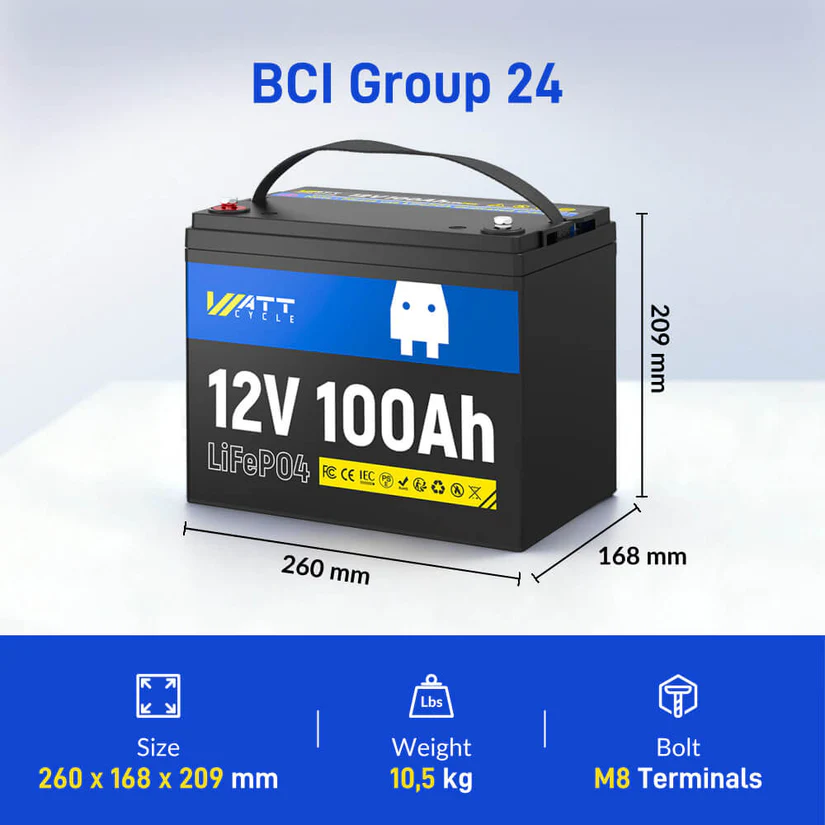 Dimensions_weight_of_WattCycle_12V_100Ah_Deep_Cycle_LiFePo4_Battery wattcycle 12v 100ah